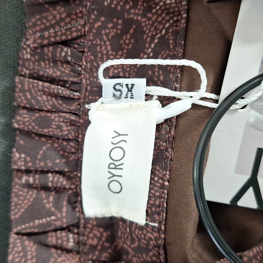 OYROSY Women's Brown Blouse Long Sleeve V Neck - Picture 11 of 14